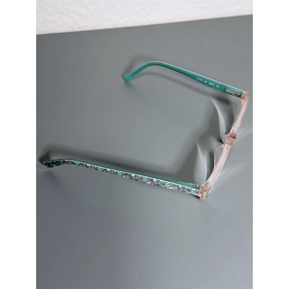 Marchon NYC Junior M-7501 Kids‎ Eyeglasses Pink Clear Teal Heart Print 46-15-130